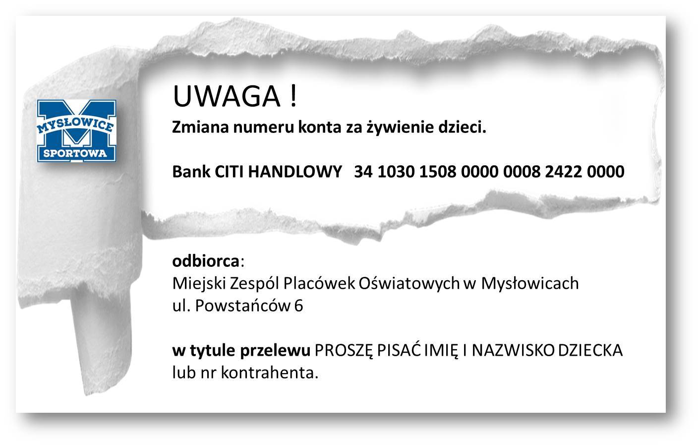 Zmiana numeru konta